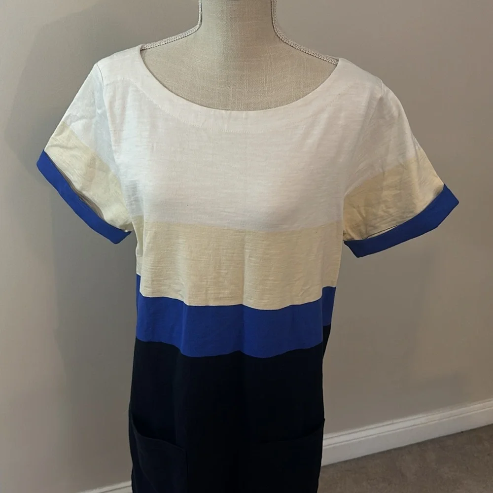 JCrew 100% Cotton Short Sleeve Color Block Dress Like New! - Picture 2 of 9